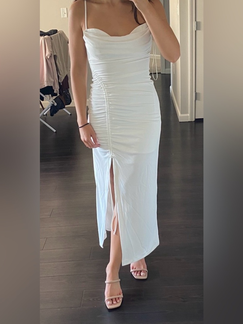 Zara White Draped Midi Dress